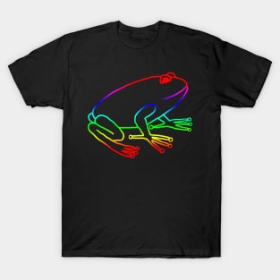 Rainbow Frog Line Drawing T-Shirt